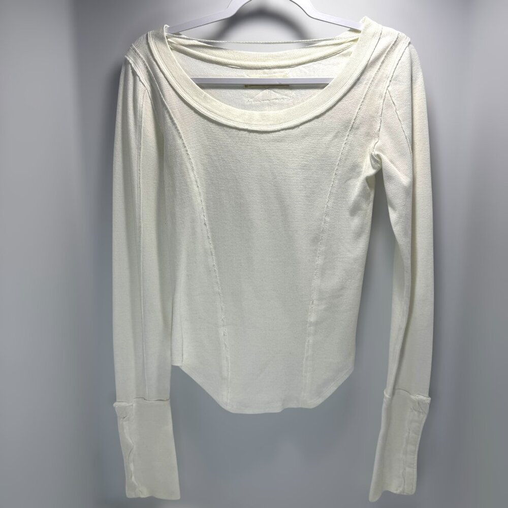 We The Free by Free People Long Sleeve Thermal Top Women’s Medium Off White
